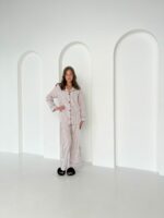 Жіноча сорочка та штани BO.Brand, піжама у коричневу смужку - Зображення 2