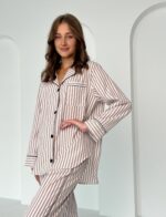 Жіноча сорочка та штани BO.Brand, піжама у коричневу смужку