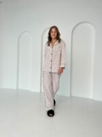 Жіноча сорочка та штани BO.Brand, піжама у коричневу смужку - Зображення 3