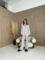 Жіноча сорочка та штани BO.Brand, піжама у коричневу смужку - Зображення 6