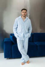 Чоловіча піжама BO.Brand в блакитну смужку - Зображення 3