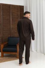 Чоловіча шовкова піжама BO.Brand коричневий колір - Зображення 4