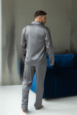 Шовкова чоловіча піжама BO.Brand графіт, сорочка і штани - Зображення 5