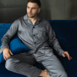 Шовкова чоловіча піжама BO.Brand графіт, сорочка і штани