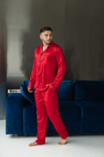 Чоловіча шовкова піжама BO.Brand червононий колір - Зображення 2