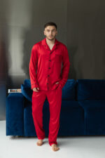 Чоловіча шовкова піжама BO.Brand червононий колір - Зображення 6