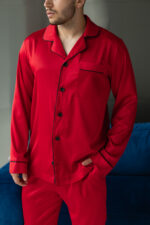 Чоловіча шовкова піжама BO.Brand червононий колір - Зображення 3