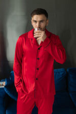 Чоловіча шовкова піжама BO.Brand червононий колір - Зображення 7