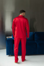 Чоловіча шовкова піжама BO.Brand червононий колір - Зображення 4