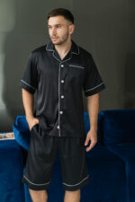 Шовкова чоловіча піжама BO.Brand чорний колір - Зображення 4