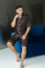 Чоловіча піжама шовкова BO.Brand коричневий колір - Зображення 7