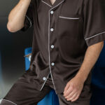 Чоловіча піжама шовкова BO.Brand коричневий колір