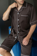 Чоловіча піжама шовкова BO.Brand коричневий колір