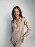 Жіноча піжама BO.Brand комплект сорочка та штани, бежевий - Зображення 6