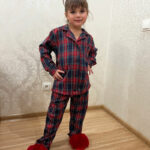 Дитяча піжама BO.Brand котонова, у синю клітинку