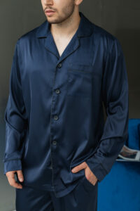 Піжама чоловіча шовкова BO.Brand синій колір - Зображення 10