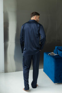 Піжама чоловіча шовкова BO.Brand синій колір - Зображення 11