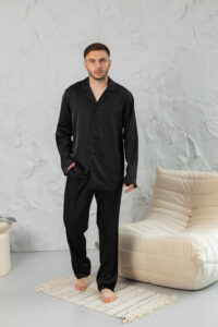 Піжама чоловіча шовкова BO.Brand чорний колір - Зображення 3