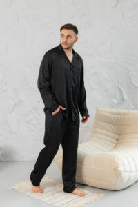 Піжама чоловіча шовкова BO.Brand чорний колір