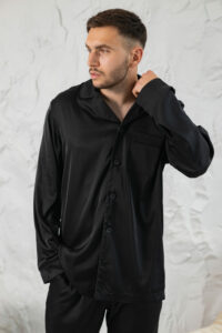 Піжама чоловіча шовкова BO.Brand чорний колір - Зображення 2