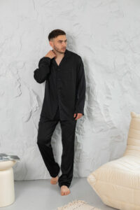 Піжама чоловіча шовкова BO.Brand чорний колір - Зображення 5