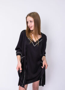 Жіночий халат та сорочка BO.Brand шовкові в чорному кольорі - Зображення 3