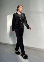 Піжама жіноча BO.Brand двійка велюрова, чорна - Зображення 11