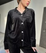 Піжама жіноча BO.Brand двійка велюрова, чорна - Зображення 15