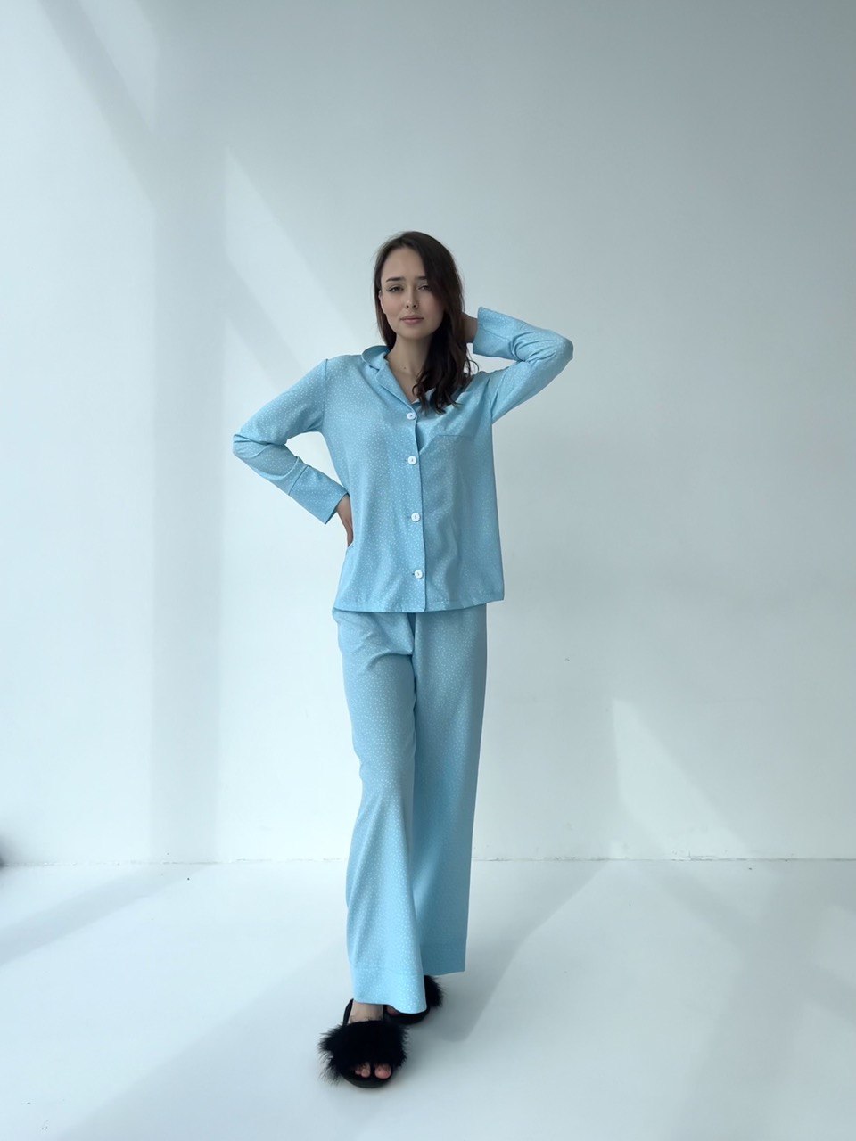 photo1699007197 Жіноча піжама для дому BO.Brand, сорочка та штани, колір блакитний - Зображення 1