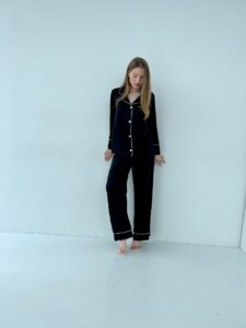 Жіноча піжама 2 в 1 BO.Brand, сорочка та штани, шовк, колір чорний - Зображення 12