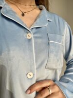 Тепла велюрова жіноча піжама BO.Brand зі штанами, колір блакитний - Зображення 4