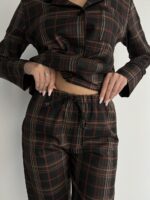 Жіноча піжама BO.Brand котон коричнева клітинка - Зображення 13