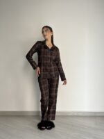 Жіноча піжама BO.Brand котон коричнева клітинка - Зображення 14