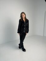 Піжама жіноча BO.Brand двійка велюрова, чорна - Зображення 20