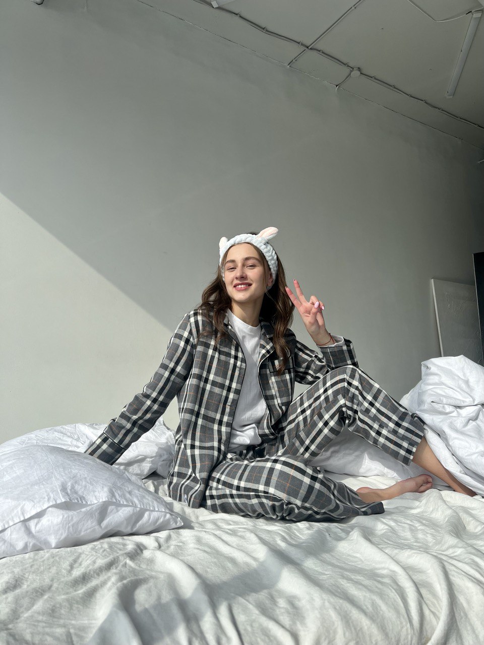 photo1699032691 Жіноча піжама у сіру клітинку BO.Brand, натуральна тканина котон - Зображення 1