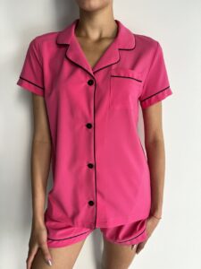 Жіноча піжама BO.Brand двійка, сорочка і шорти, колір малиновий - Зображення 5