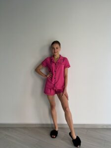 Жіноча піжама BO.Brand двійка, сорочка і шорти, колір малиновий - Зображення 7