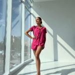 Жіноча піжама BO.Brand двійка, сорочка і шорти, колір малиновий