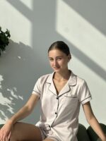 Сатинова жіноча піжама BO.Brand колір айворі - Зображення 2