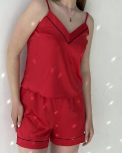 Жіноча майка і шорти BO.Brand, піжама червоного кольору - Зображення 3