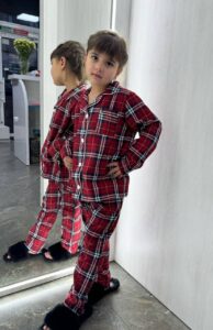 Дитяча піжама BO.Brand сорочка та штани у червону клітинку