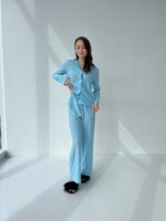 Жіноча піжама для дому BO.Brand, сорочка та штани, колір блакитний - Зображення 4