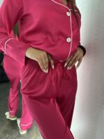 Піжама шовкова малинова BO.Brand, сорочка та штани - Зображення 3