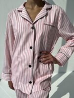 Жіноча піжама BO.Brand двійка, сорочка та штани, рожева смужка - Зображення 5