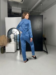 Жіноча піжама шовкова 3 в 1 BO.Brand (сорочка з довгим рукавом, штани та шорти) - Зображення 9