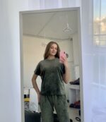 Піжама жіноча BO.Brand чорна велюрова 3 в 1 (футболка, шорти та штани) - Зображення 21